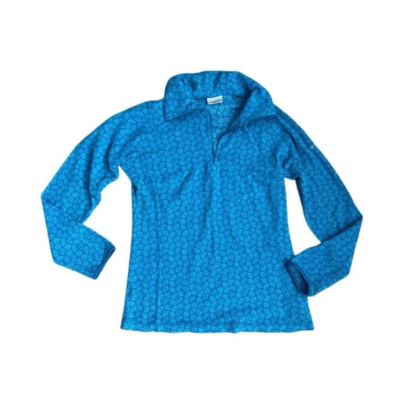 Columbia Womens Size Small Fleece Pullover Blue 1/4 Zip Long Sleeve Logo - Picture 1 of 4